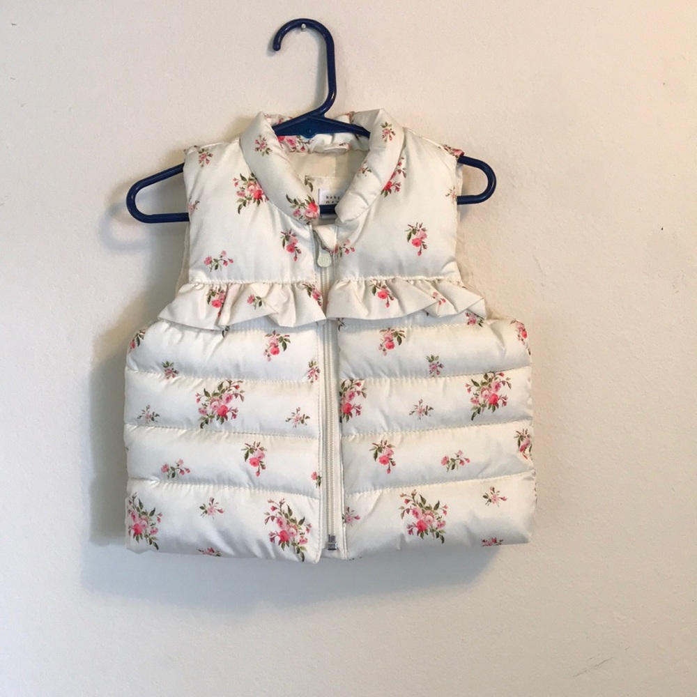 EUC Baby Gap Floral Puffer Vest 12-18 Months